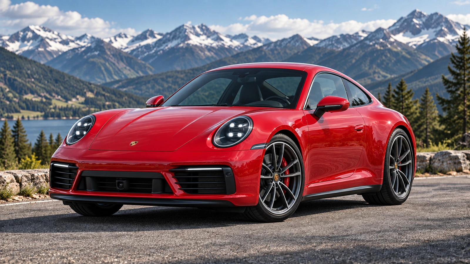Porsche 911 на горной дороге